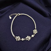 925 Sterling Silver Elegant Flower Stone Bracelet