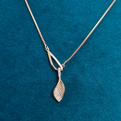 925 Sterling Silver Rose-Gold Leaf Shine Necklace