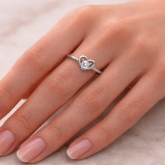 Open heart 925 Sterling silver ring.