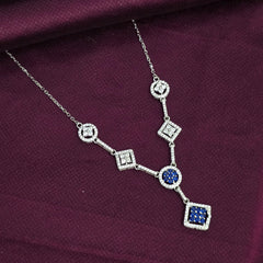 925 Sterling Silver Blue Stone Designer Jewellery Set