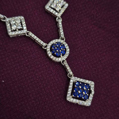 925 Sterling Silver Blue Stone Designer Jewellery Set