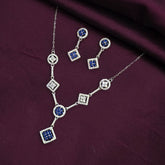 925 Sterling Silver Blue Stone Designer Jewellery Set