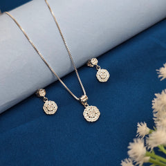 925 Sterling Silver Classic Floral Glow Pendant Set