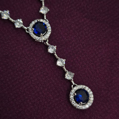 925 Sterling Silver Blue Round Stone Jewellery Set