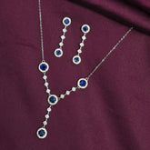 925 Sterling Silver Blue Round Stone Jewellery Set