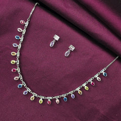 925 Sterling Silver Multi-Colour Stone Jewellery Set