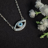 925 Sterling Silver Sparkle Evil Eye Charm Necklace