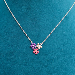 925 Sterling Silver Floral Trio Cutie Necklace