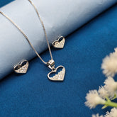 925 Sterling Silver Shimmer Heart Pendant Set