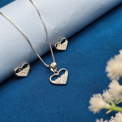 925 Sterling Silver Shimmer Heart Pendant Set