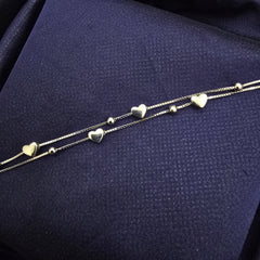 925 Sterling Silver 2 Layer Classic Heart Bracelet