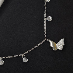 925 Sterling Silver Minimal Sparkling Butterfly Anklet