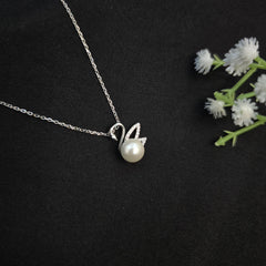 925 Sterling Silver Swan Pearl Pendant Necklace