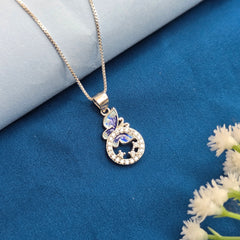 925 Sterling Silver Blue Butterfly Pendant & Stud Set