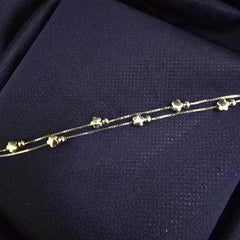 925 Sterling Silver Twin-Line Flower Charm Bracelet