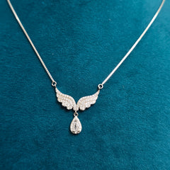 925 Sterling Silver Angel Wing Shine Necklace
