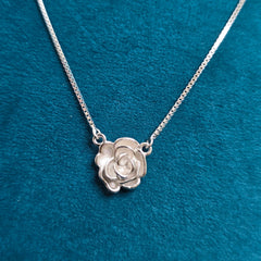 925 Sterling Silver Delicate Rose Blossom Necklace