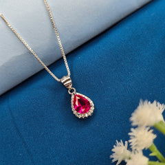925 Sterling Silver Sparkling Ruby Drop Set