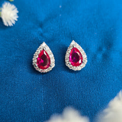 925 Sterling Silver Sparkling Ruby Drop Set