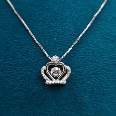 925 Sterling Silver Delicate Dancing Diamond Crown Necklace