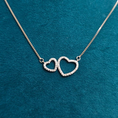 925 Sterling Silver Twin Heart Necklace