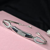 925 Sterling Silver Sparkling Adjustable Bar Bracelet