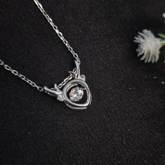 925 Sterling Silver Cute Antler Dancing Diamond Necklace