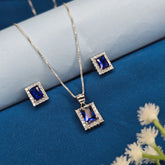 925 Sterling Silver Royal Blue Halo Jewellery Set