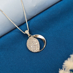 925 Silver Dual-Tone Sparkle Circle Pendant Set