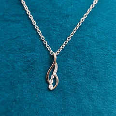 925 Sterling Silver Twisted Flow Pendant Necklace