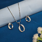 925 Sterling Silver Modern Oval Sparkle Set