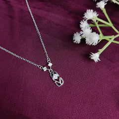 925 Sterling Silver Twirl-Design Solitaire Necklace