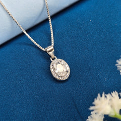 925 Sterling Silver Oval Halo Pendant & Stud Set