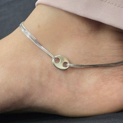 925 Sterling Silver Double Chain Elegance Anklet