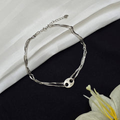 925 Sterling Silver Double Chain Elegance Anklet