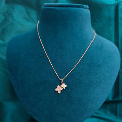 925 Sterling Silver Rose Gold Plated Shiny Little Flower Necklace