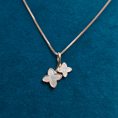 925 Sterling Silver Rose Gold Plated Shiny Little Flower Necklace