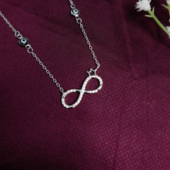 925 Sterling Silver Infinity Crown Evil Eye Necklace