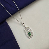 925 Sterling Silver Peacock Feather Design Chain Pendant
