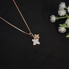 925 Sterling Silver Rose Gold Plated Shiny Little Flower Necklace