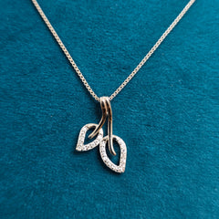 925 Sterling Silver Cute Twin Leaf Necklace