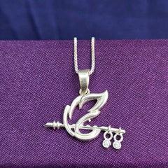 925 Sterling Silver Krishna Mor Pankh Flute Chain Pendant