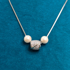 925 Sterling Silver Twinkle Pearl Charm Necklace