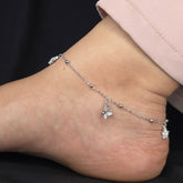 925 Sterling Silver Elegant Butterfly & Flower Anklet