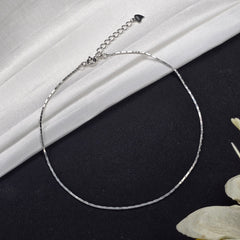925 Sterling Silver Elegant Slim Shine Anklet Pair