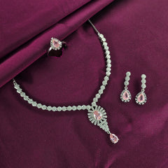 925 Sterling Silver Pink Tear Jewellery Set