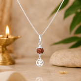 Pure Silver Rudraksha Om Chain Pendant