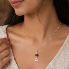 Pure Silver Rudraksha Om Pendant