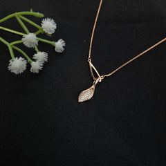 925 Sterling Silver Rose-Gold Leaf Shine Necklace