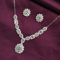 925 Steling Silver Flower Design Jewellery Set